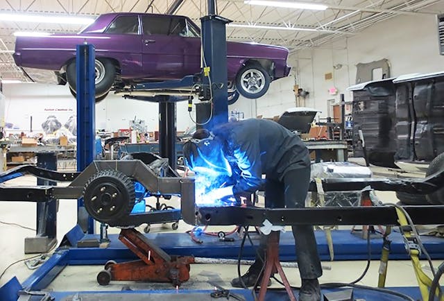 Custom auto frame work welding