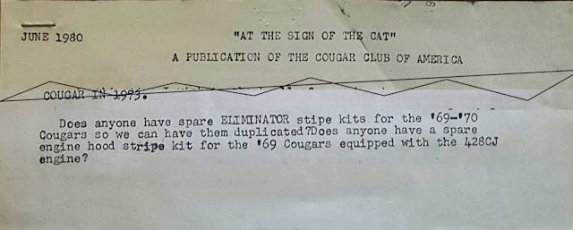 Cougar Eliminator ad for stripe kit 1980