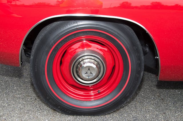 1968 dodge charger dog dish hubcaps and red line tires