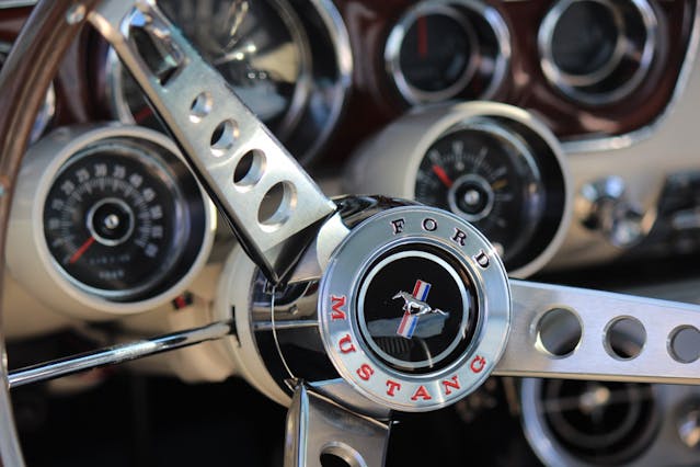 Dan Flores 1965 Ford Mustang GT steering wheel hub spokes close up