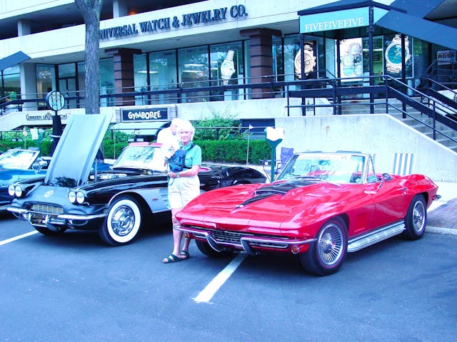 GW Jill and Sparti with 1967 Corvette at Dream Cruise