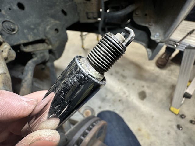 Spark plug in spark plug socket