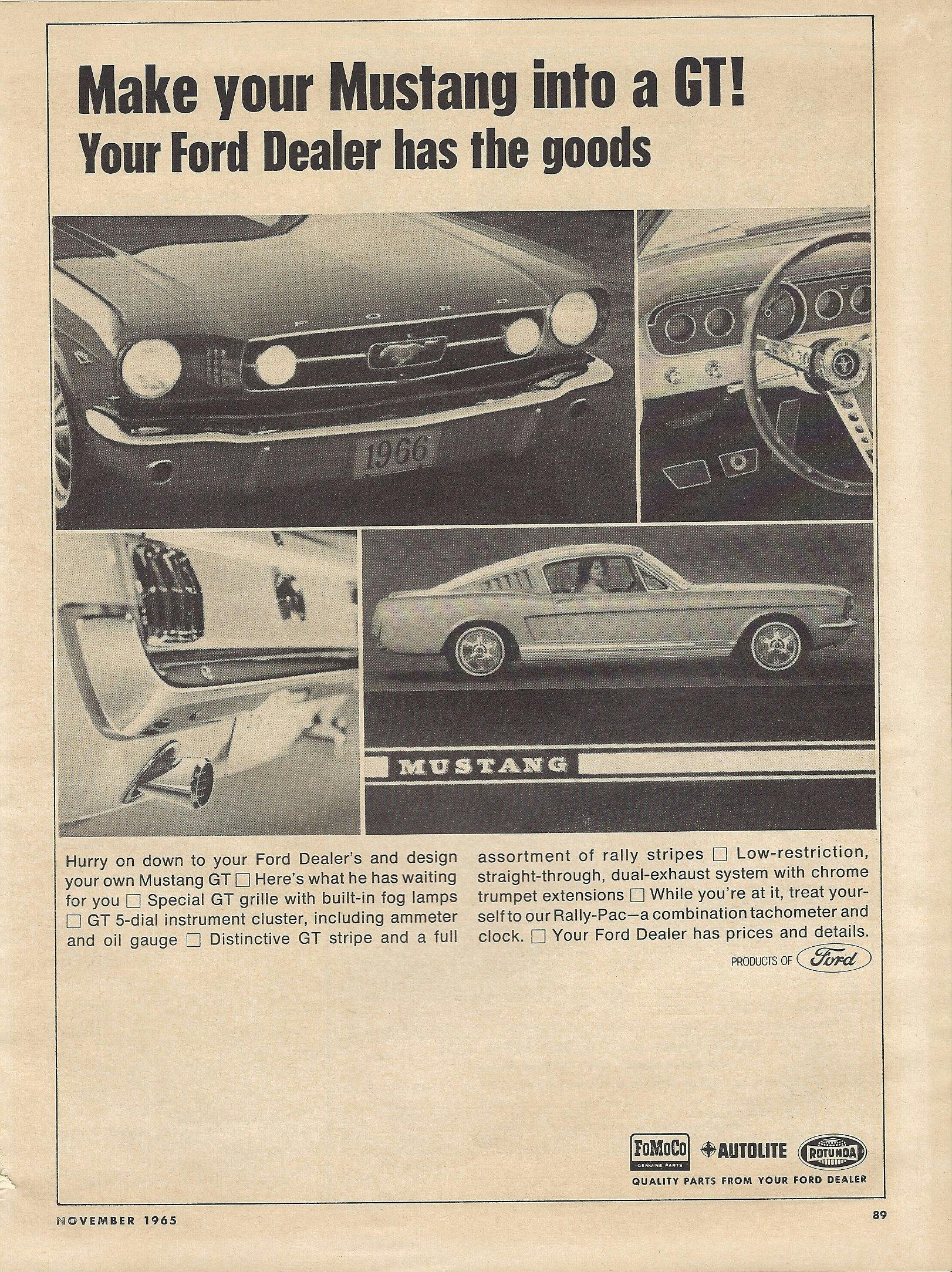 1965 Ford GT parts advertisement