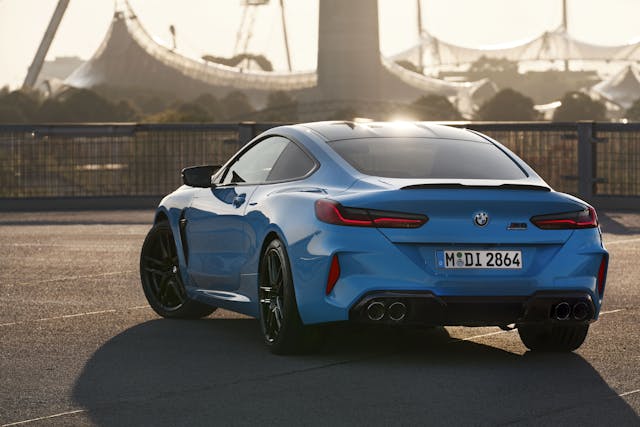 BMW M8 Competition Coupe rear three quarter