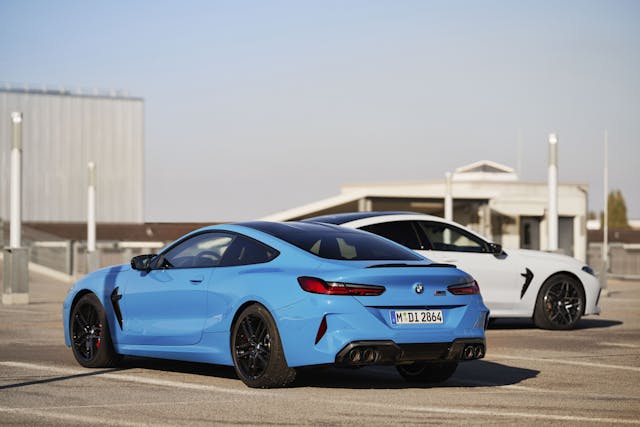 BMW M8 Competition Coupe rear three quarter group