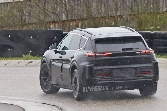 Porsche K1 EV Prototype SUV Spy Shot rear three quarter