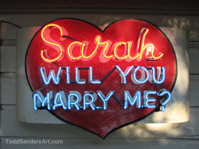 Todd Sanders neon glass art will you marry me