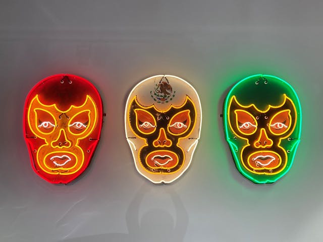 Todd Sanders neon glass art mexican wrestlers