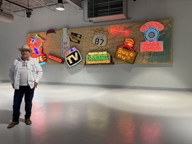 Todd Sanders neon glass art showing wall