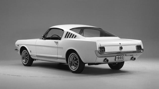 1965 Ford Mustang GT Fastback rear three quarter black white