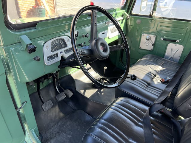 1974 Toyota Land Cruiser FJ40 interior front area from driver's door