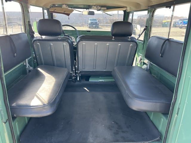 1974 Toyota Land Cruiser FJ40 interior opposing bench seats detail