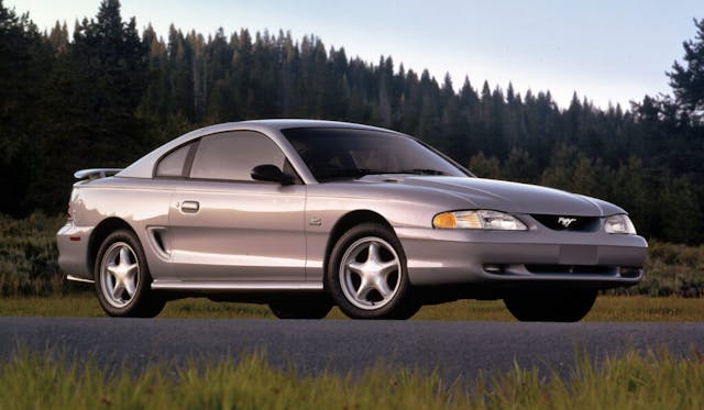 1994 Ford Mustang silver front three quarter