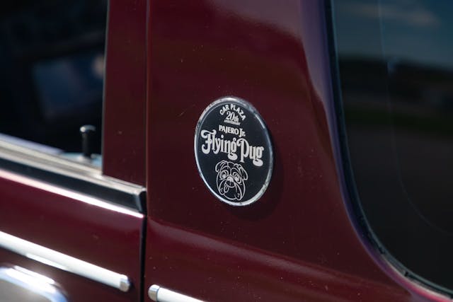 1998 Mitsubishi Pajero Jr. Flying Pug exterior Flying Pug badge detail