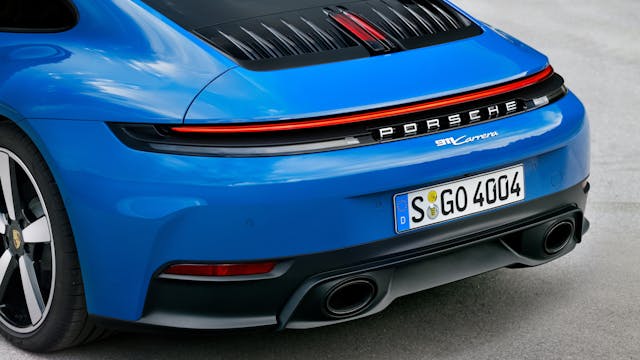 2025 Porsche 911 Carrera Coupe exterior rear end detail blue