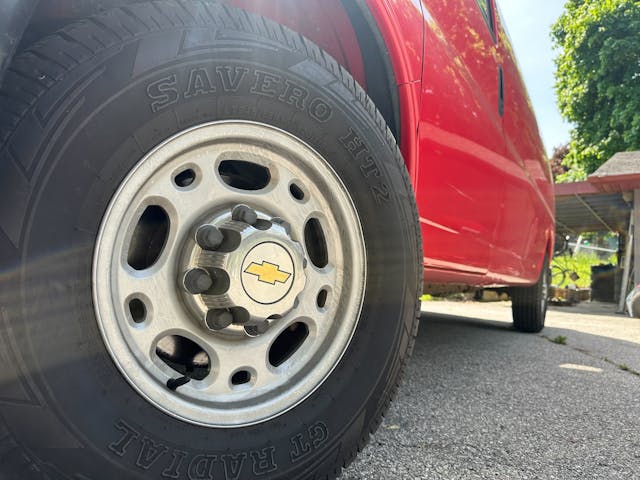 Alcoa Aluminum Wheels on a Chevy Express van off-center