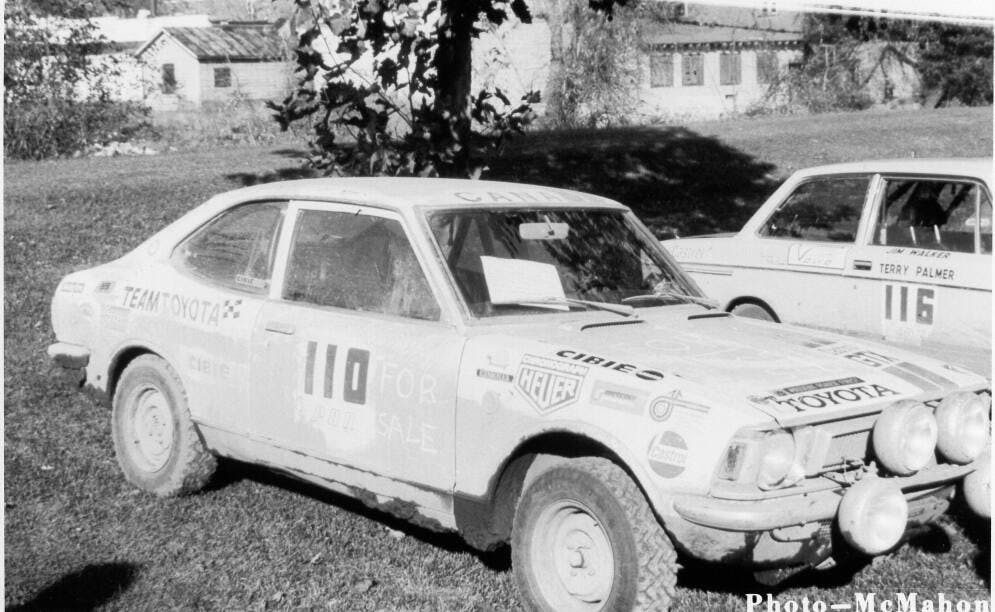 1973 Toyota WRC race front three quarter black white