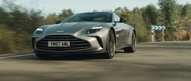 2025 Aston Martin V8 Vantage driving front 3/4