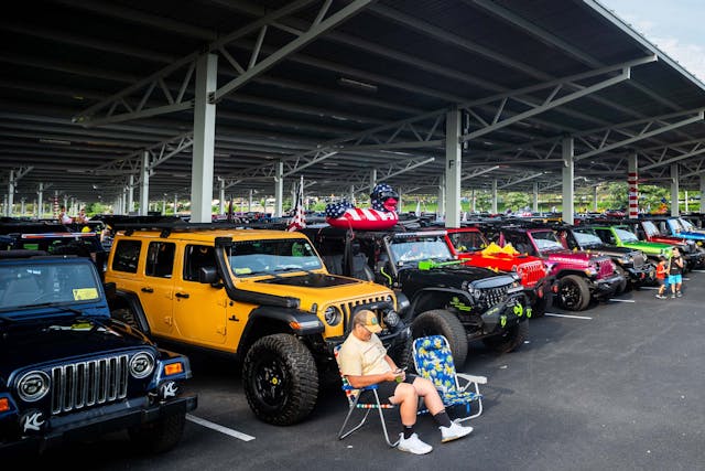 Duck Duck Jeep Toledo Jeepfest parade staging area sea of Jeeps