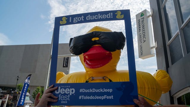 Duck Duck Jeep Toledo Jeepfest inflatable duck through portable duck sign
