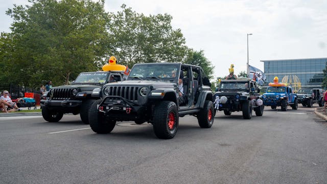 Duck Duck Jeep Toledo Jeepfest parade doorless Rubicon and other Wranglers