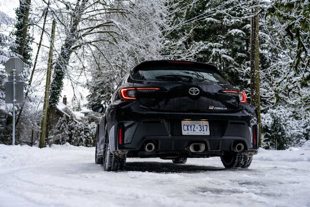 GM Corolla black rear low angle