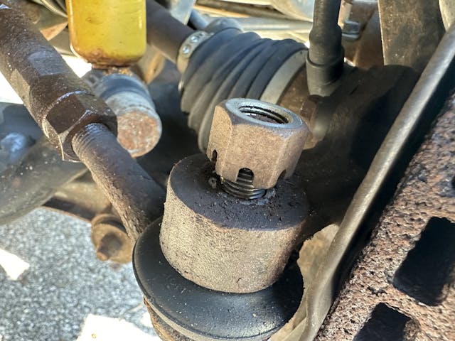 flipped castle nut on tie rod