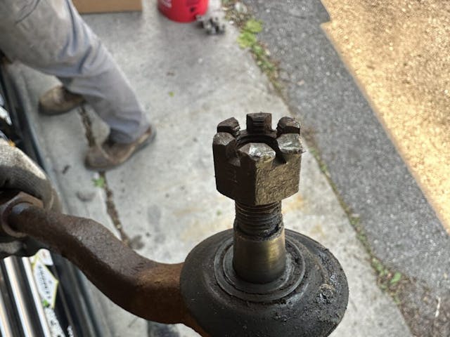damage castle nut on tie rod