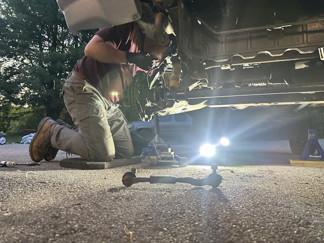 Nate Montero tie rod on ground