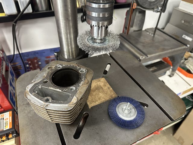 wire wheel in drill press chuck 