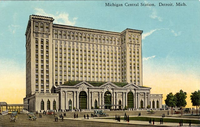 Michigan Central Station exterior 1913 postcard
