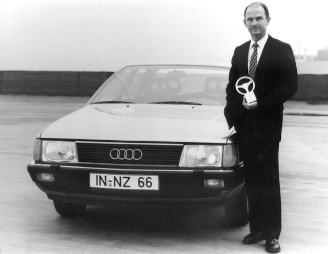 Ferdinand Piech next to an Audi in 1982