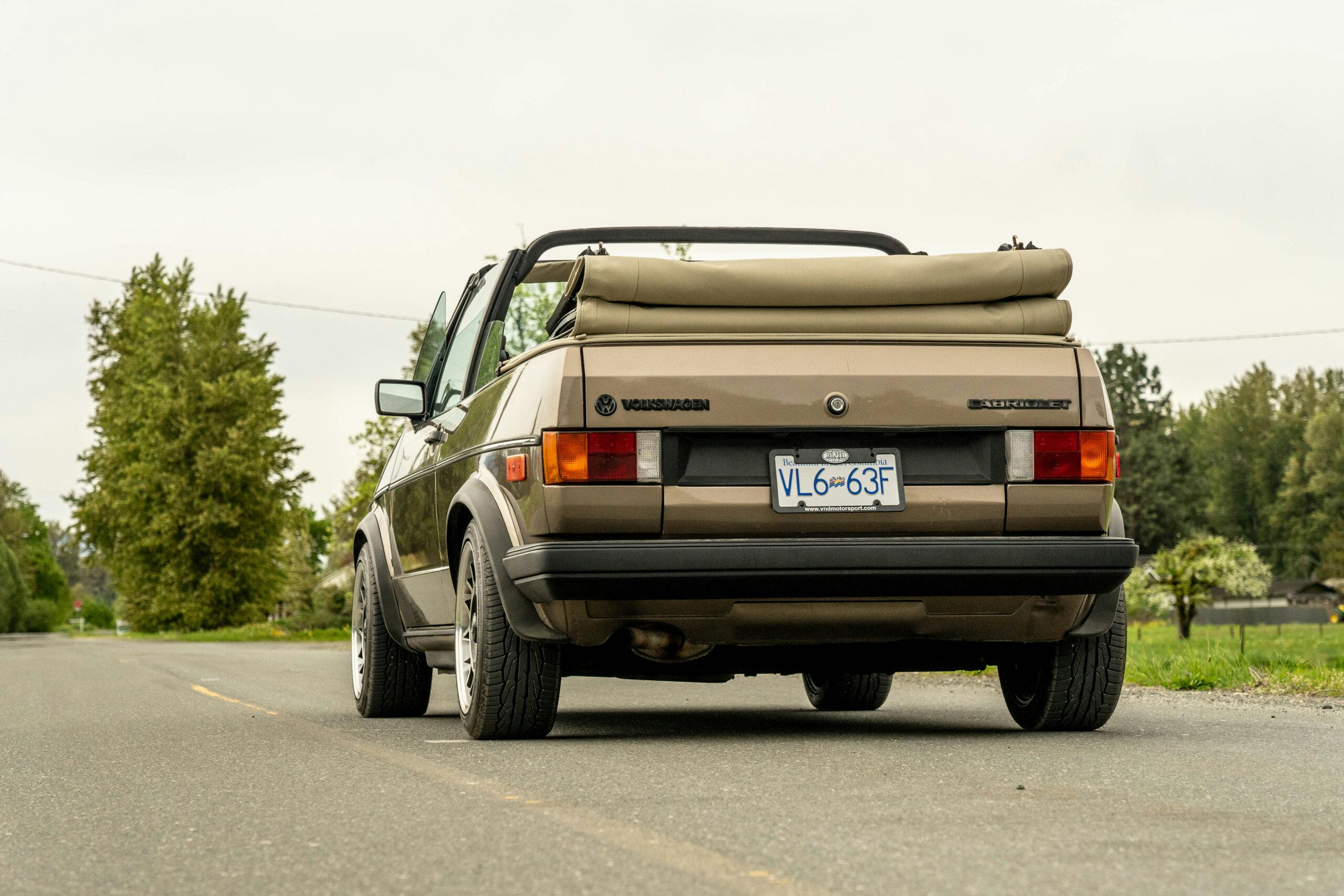 Volkswagen Golf vintage convertible cabriolet rear three quarter