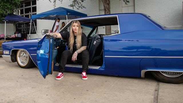 Chelsea and her 1968 Cadillac Coupe DeVille