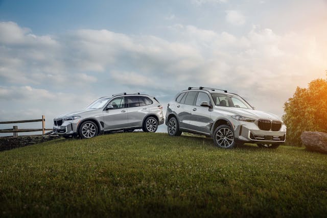 2025 BMW X5 Silver Anniversary Edition two car exterior front three quarter and side profile