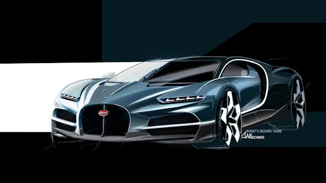 Bugatti-Tourbillon front three quarter sketch