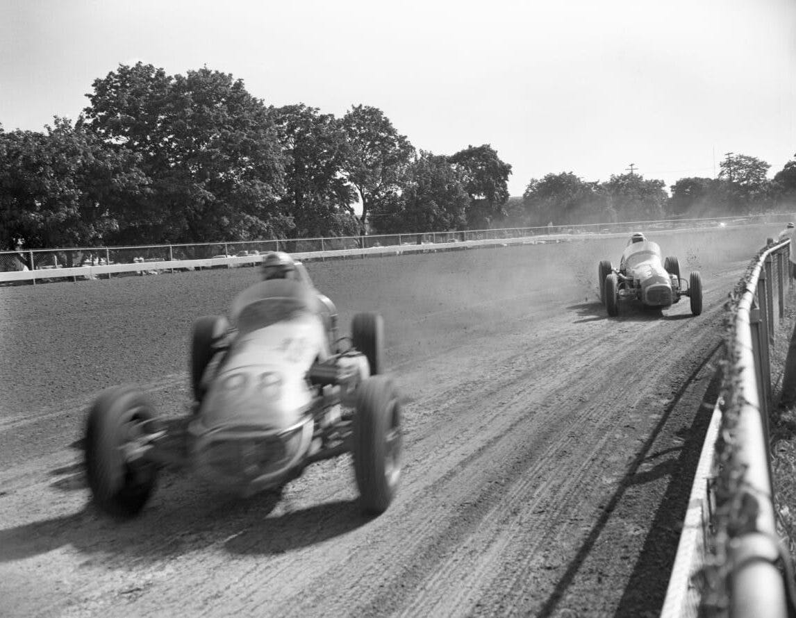 A.J. Foyt and Parnelli Jones in Hoosier Hundred Race 1961