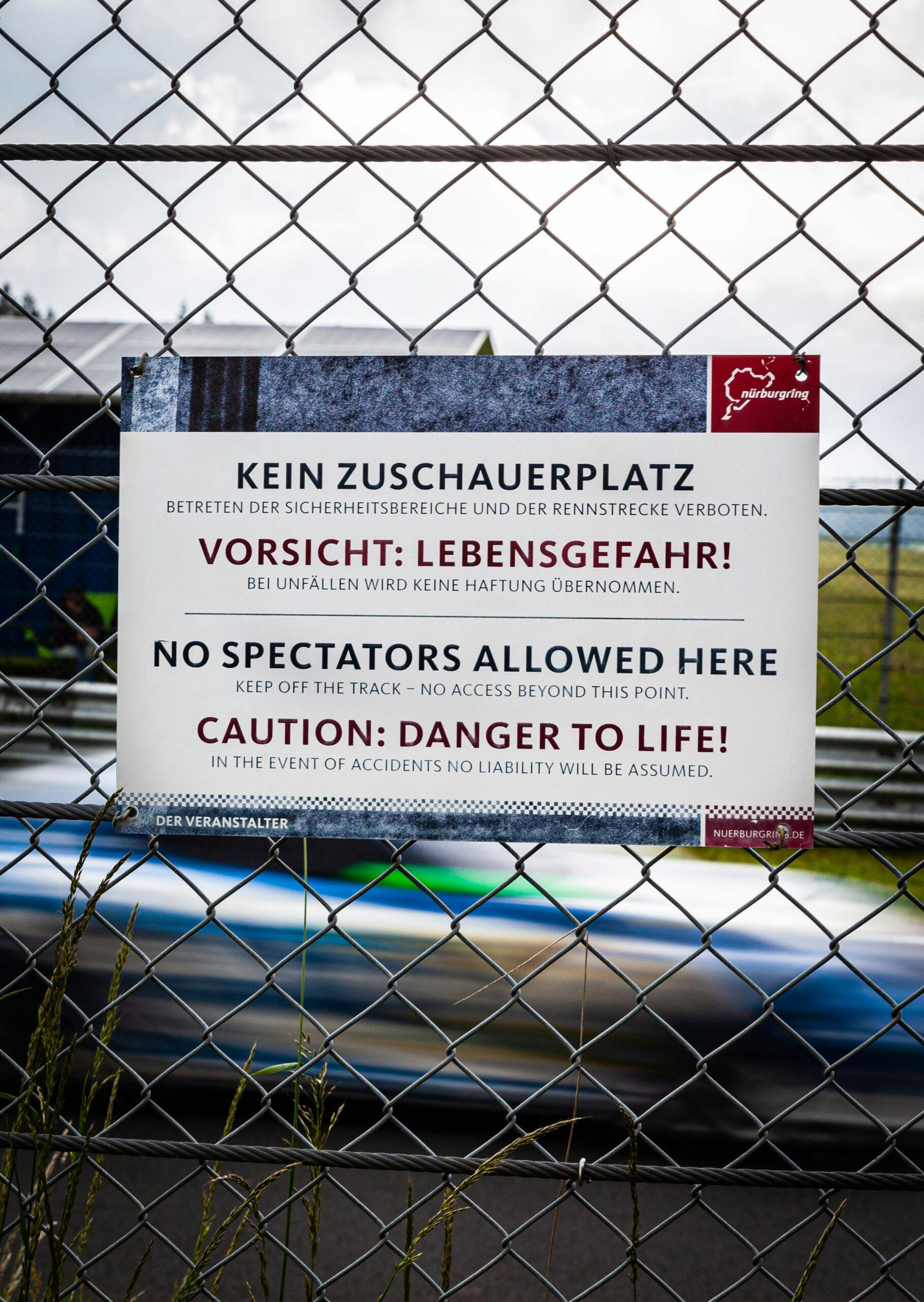 2024 Nürburgring 24 Hours track spectating warning sign
