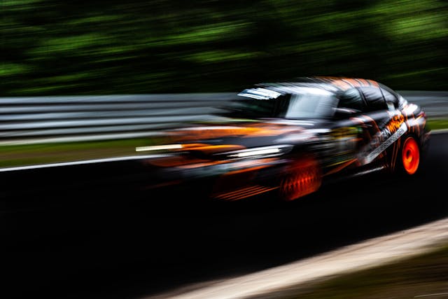 2024 Nürburgring 24 Horas Laranja Preto Carro Desfoque Ação