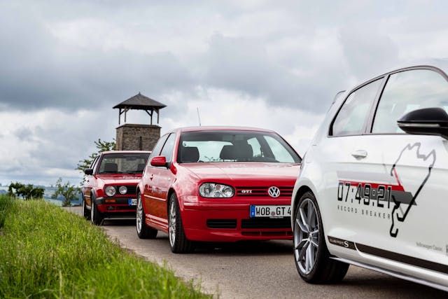 Volkswagen Golf GTI triple test lineup