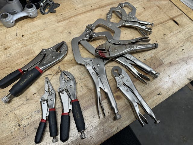 vice grips on workbench