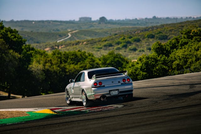 Nissan Skyline GT-R silver rear three quarter