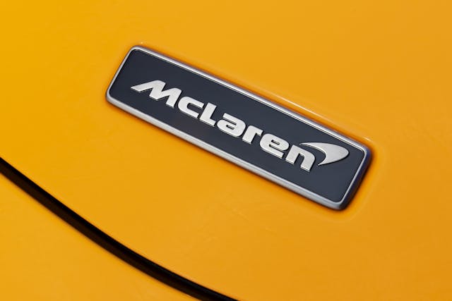 McLaren Artura Spider orange emblem badge