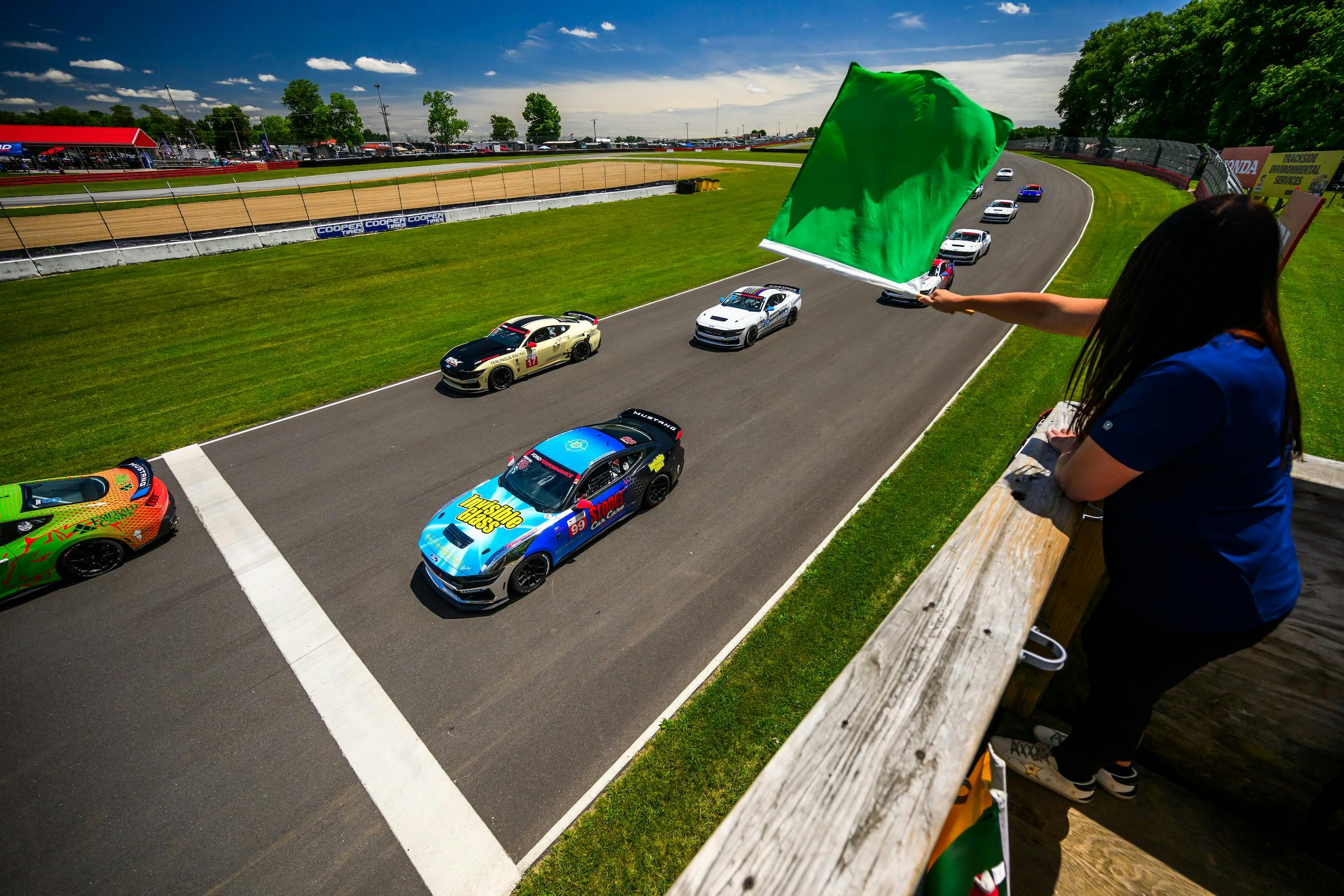 Mustang Challenge Mid Ohio Webster car green flag