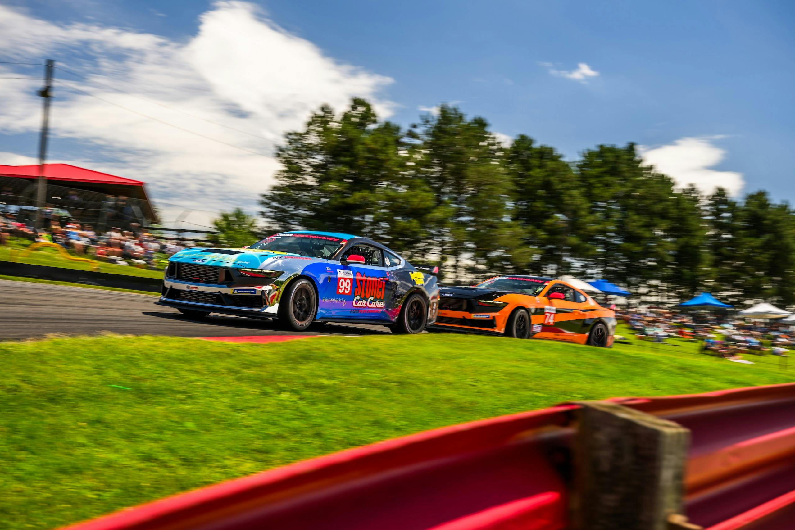 Mustang Challenge Mid Ohio Webster car front three quarter cornering