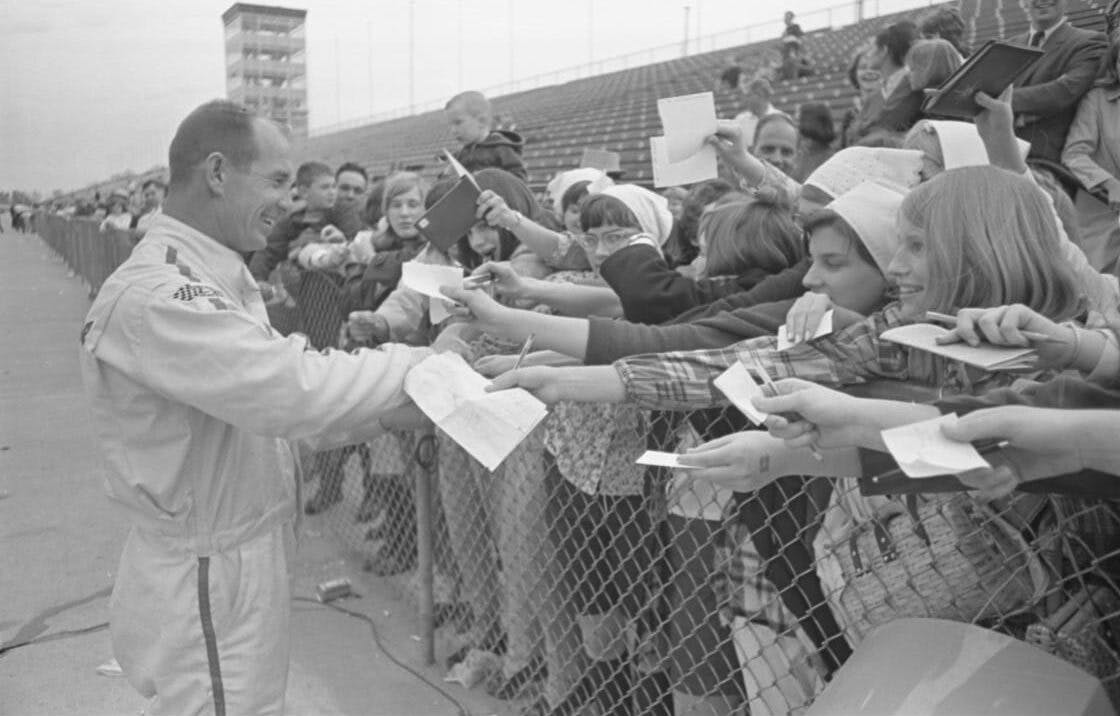 Parnelli Jones Signing Autographs at Indianapolis Motor Speedway 1967