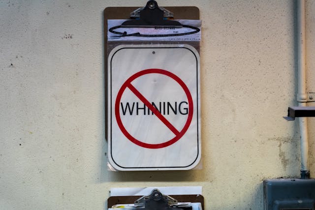 RWM & Co. no whining sign
