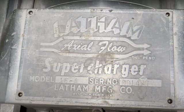 Latham Supercharger id plate