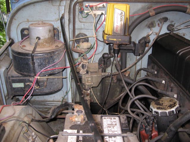 1967 Toyota FJ40 Land Cruiser engine bay unrestored
