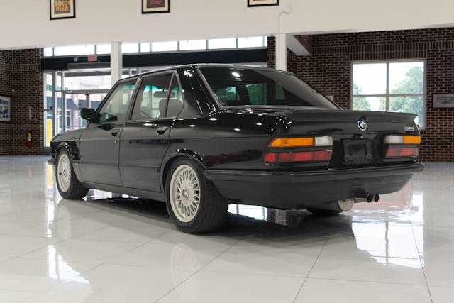 1988 BMW M5 exterior rear three quarter black